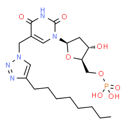 ChemSpider 2D Image | 2'-Deoxy-5-[(4-octyl-1H-1,2,3-triazol-1-yl)methyl]uridine 5'-(dihydrogen phosphate) | C20H32N5O8P