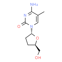 ChemSpider 2D Image | 4-Amino-1-[(2R,5R)-5-(hydroxymethyl)tetrahydro-2-furanyl]-5-methyl-2(1H)-pyrimidinone | C10H15N3O3