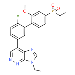 ChemSpider 2D Image | 7-Ethyl-4-[4'-(ethylsulfonyl)-6-fluoro-2'-methoxy-3-biphenylyl]-7H-imidazo[4,5-c]pyridazine | C22H21FN4O3S