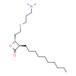 ChemSpider 2D Image | (3R,4R)-3-Decyl-4-(2-{[3-(dimethylamino)propyl]sulfanyl}ethyl)-2-oxetanone (non-preferred name) | C20H39NO2S