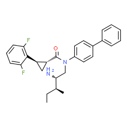 ChemSpider 2D Image | (1R,2R)-N-[(2S,3S)-2-Amino-3-methylpentyl]-N-(4-biphenylyl)-2-(2,6-difluorophenyl)cyclopropanecarboxamide | C28H30F2N2O