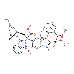 ChemSpider 2D Image | Methyl (3beta,4beta,5alpha,12beta,19alpha)-4-acetoxy-15-[(12S,14R)-16-ethyl-12-(methoxycarbonyl)-1,10-diazatetracyclo[12.3.1.0~3,11~.0~4,9~]octadeca-3(11),4,6,8,15-pentaen-12-yl]-3-hydroxy-16-methoxy-
1-methyl-6,7-didehydroaspidospermidine-3-carboxylate | C45H54N4O8