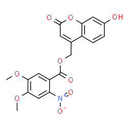 ChemSpider 2D Image | (7-Hydroxy-2-oxo-2H-chromen-4-yl)methyl 4,5-dimethoxy-2-nitrobenzoate | C19H15NO9