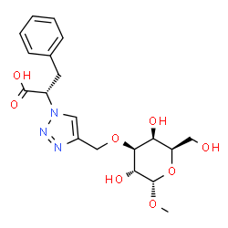 ChemSpider 2D Image | Methyl 3-O-({1-[(1S)-1-carboxy-2-phenylethyl]-1H-1,2,3-triazol-4-yl}methyl)-alpha-D-galactopyranoside | C19H25N3O8