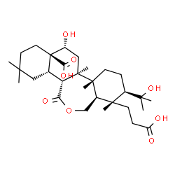 ChemSpider 2D Image | (3aR,4R,5R,7aR,7bR,9R,9aR,13aS,13bR)-4-(2-Carboxyethyl)-9-hydroxy-5-(2-hydroxy-2-propanyl)-4,7a,7b,12,12-pentamethyl-1-oxohexadecahydrobenzo[c]naphtho[2,1-e]oxepine-9a(1H)-carboxylic acid | C30H48O8
