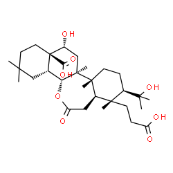 ChemSpider 2D Image | (3aR,4R,5R,7aR,7bS,9R,9aR,13aR,13bR)-4-(2-Carboxyethyl)-9-hydroxy-5-(2-hydroxy-2-propanyl)-4,7a,7b,12,12-pentamethyl-2-oxohexadecahydrobenzo[d]naphtho[1,2-b]oxepine-9a(2H)-carboxylic acid | C30H48O8