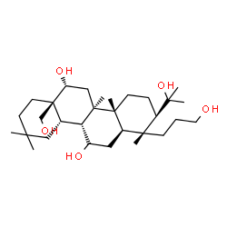 ChemSpider 2D Image | (4aS,4bR,6aR,7R,8R,10aR,10bR,12R,12aS)-12a-(Hydroxymethyl)-8-(2-hydroxy-2-propanyl)-7-(3-hydroxypropyl)-3,3,7,10a,10b-pentamethyloctadecahydro-5,12-chrysenediol | C30H54O5