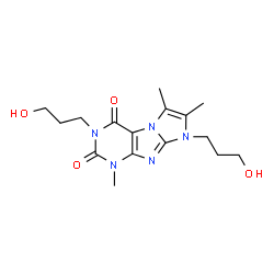 ChemSpider 2D Image | 3,8-Bis(3-hydroxypropyl)-1,6,7-trimethyl-1H-imidazo[2,1-f]purine-2,4(3H,8H)-dione | C16H23N5O4