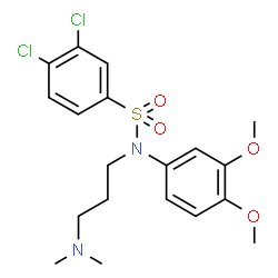 ChemSpider 2D Image | 3,4-Dichloro-N-(3,4-dimethoxyphenyl)-N-[3-(dimethylamino)propyl]benzenesulfonamide | C19H24Cl2N2O4S