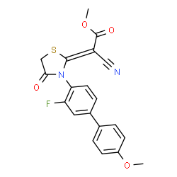 ChemSpider 2D Image | Methyl (2Z)-cyano[3-(3-fluoro-4'-methoxy-4-biphenylyl)-4-oxo-1,3-thiazolidin-2-ylidene]acetate | C20H15FN2O4S