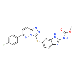 ChemSpider 2D Image | Methyl (6-{[6-(4-fluorophenyl)[1,2,4]triazolo[4,3-b]pyridazin-3-yl]sulfanyl}-1H-benzimidazol-2-yl)carbamate | C20H14FN7O2S