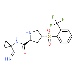 ChemSpider 2D Image | (4R)-N-[1-(Iminomethyl)cyclopropyl]-4-{[2-(trifluoromethyl)phenyl]sulfonyl}-L-prolinamide | C16H18F3N3O3S