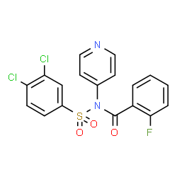 ChemSpider 2D Image | N-[(3,4-Dichlorophenyl)sulfonyl]-2-fluoro-N-(4-pyridinyl)benzamide | C18H11Cl2FN2O3S