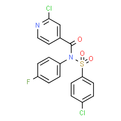 ChemSpider 2D Image | 2-Chloro-N-[(4-chlorophenyl)sulfonyl]-N-(4-fluorophenyl)isonicotinamide | C18H11Cl2FN2O3S