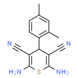 ChemSpider 2D Image | 2,6-Diamino-4-(2,4-dimethylphenyl)-4H-thiopyran-3,5-dicarbonitrile | C15H14N4S