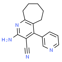 ChemSpider 2D Image | 2-Amino-4-(3-pyridinyl)-6,7,8,9-tetrahydro-5H-cyclohepta[b]pyridine-3-carbonitrile | C16H16N4