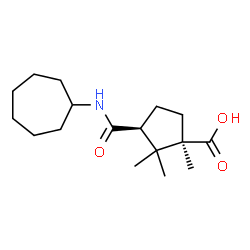 ChemSpider 2D Image | (1R,3S)-3-(Cycloheptylcarbamoyl)-1,2,2-trimethylcyclopentanecarboxylic acid | C17H29NO3