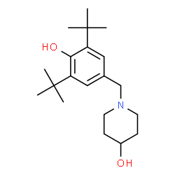 ChemSpider 2D Image | 1-(3,5-Di-tert-butyl-4-hydroxybenzyl)piperidin-4-ol | C20H33NO2