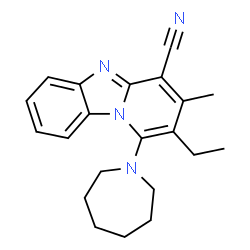 ChemSpider 2D Image | 1-(1-Azepanyl)-2-ethyl-3-methylpyrido[1,2-a]benzimidazole-4-carbonitrile | C21H24N4