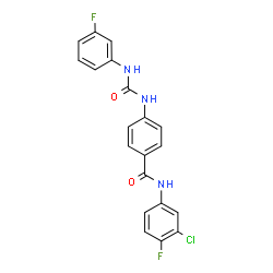 ChemSpider 2D Image | N-(3-Chloro-4-fluorophenyl)-4-{[(3-fluorophenyl)carbamoyl]amino}benzamide | C20H14ClF2N3O2