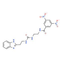 ChemSpider 2D Image | N-[2-({[2-(1H-Benzimidazol-2-yl)ethyl]carbamoyl}amino)ethyl]-3,5-dinitrobenzamide | C19H19N7O6