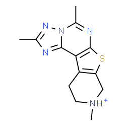 ChemSpider 2D Image | 2,5,9-Trimethyl-8,9,10,11-tetrahydropyrido[4',3':4,5]thieno[3,2-e][1,2,4]triazolo[1,5-c]pyrimidin-9-ium | C13H16N5S