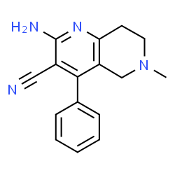 ChemSpider 2D Image | 2-Amino-6-methyl-4-phenyl-5,6,7,8-tetrahydro-1,6-naphthyridine-3-carbonitrile | C16H16N4