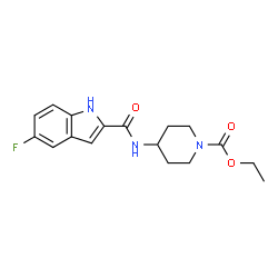 ChemSpider 2D Image | Ethyl 4-{[(5-fluoro-1H-indol-2-yl)carbonyl]amino}-1-piperidinecarboxylate | C17H20FN3O3