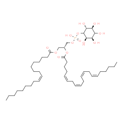 ChemSpider 2D Image | (2R)-1-[(Hydroxy{[(2R,3R,5S,6R)-2,3,4,5,6-pentahydroxycyclohexyl]oxy}phosphoryl)oxy]-3-[(9Z)-9-octadecenoyloxy]-2-propanyl (5Z,8Z,11Z,14Z)-5,8,11,14-icosatetraenoate | C47H81O13P