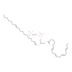 ChemSpider 2D Image | 2-[(1E,11E)-1,11-Octadecadien-1-yloxy]-3-[(6E,9E,12E,15E)-6,9,12,15-octadecatetraenoyloxy]propyl 2-(trimethylammonio)ethyl phosphate | C44H78NO7P