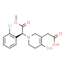 ChemSpider 2D Image | {1-[(1S)-1-(2-Chlorophenyl)-2-methoxy-2-oxoethyl]-4-sulfanyl-1,2,5,6-tetrahydro-3-pyridinyl}acetic acid | C16H18ClNO4S