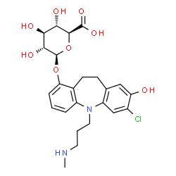 ChemSpider 2D Image | 7-Chloro-8-hydroxy-5-[3-(methylamino)propyl]-10,11-dihydro-5H-dibenzo[b,f]azepin-1-yl beta-D-glucopyranosiduronic acid | C24H29ClN2O8