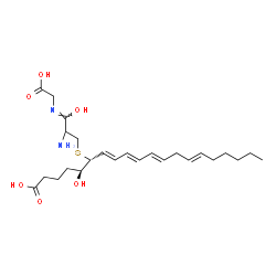 ChemSpider 2D Image | (5S,6R,7E,9E,11E,14E)-6-({(3Z)-2-Amino-3-[(carboxymethyl)imino]-3-hydroxypropyl}sulfanyl)-5-hydroxy-7,9,11,14-icosatetraenoic acid | C25H40N2O6S