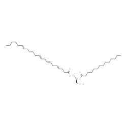 ChemSpider 2D Image | (2S)-3-Hydroxy-2-(tetradecanoyloxy)propyl (4E,7E,10E,13E,16E,19Z)-4,7,10,13,16,19-docosahexaenoate | C39H64O5