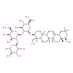 ChemSpider 2D Image | (3beta,5beta,8alpha,9beta,10alpha,22beta)-22,23-Dihydroxyolean-12-en-3-yl 6-deoxy-alpha-L-mannopyranosyl-(1->2)-beta-D-galactopyranosyl-(1->2)-beta-D-glucopyranosiduronic acid | C48H78O18
