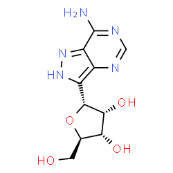 ChemSpider 2D Image | (1R)-1-(7-Amino-2H-pyrazolo[4,3-d]pyrimidin-3-yl)-1,4-anhydro-D-ribitol | C10H13N5O4