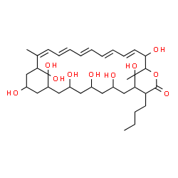 ChemSpider 2D Image | (3R,4S,6S,8S,10R,12R,14R,16S,17Z,19E,21E,23E,25E,27S,28S)-3-Butyl-4,6,8,10,12,14,16,27-octahydroxy-17,28-dimethyloxacyclooctacosa-17,19,21,23,25-pentaen-2-one | C33H54O10