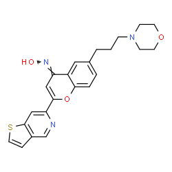 ChemSpider 2D Image | (4E)-N-Hydroxy-6-[3-(4-morpholinyl)propyl]-2-(thieno[3,2-c]pyridin-6-yl)-4H-chromen-4-imine | C23H23N3O3S