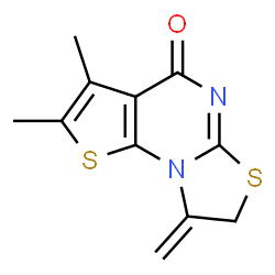 ChemSpider 2D Image | 2,3-Dimethyl-8-methylene-7,8-dihydro-4H-[1,3]thiazolo[3,2-a]thieno[3,2-e]pyrimidin-4-one | C11H10N2OS2