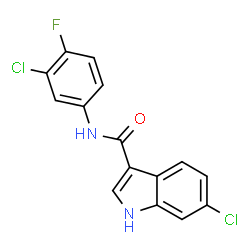 ChemSpider 2D Image | 6-Chloro-N-(3-chloro-4-fluorophenyl)-1H-indole-3-carboxamide | C15H9Cl2FN2O