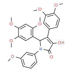 ChemSpider 2D Image | 4-(3,4-Dimethoxyphenyl)-3-hydroxy-1-(3-methoxyphenyl)-5-(2,4,5-trimethoxyphenyl)-1,5-dihydro-2H-pyrrol-2-one | C28H29NO8