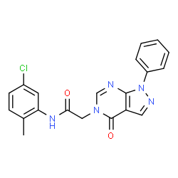 ChemSpider 2D Image | N-(5-Chloro-2-methylphenyl)-2-(4-oxo-1-phenyl-1,4-dihydro-5H-pyrazolo[3,4-d]pyrimidin-5-yl)acetamide | C20H16ClN5O2