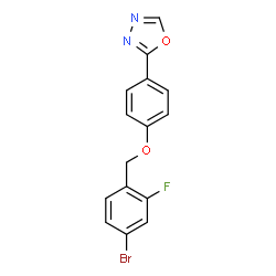 ChemSpider 2D Image | 2-{4-[(4-Bromo-2-fluorobenzyl)oxy]phenyl}-1,3,4-oxadiazole | C15H10BrFN2O2