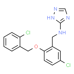 ChemSpider 2D Image | N-{5-Chloro-2-[(2-chlorobenzyl)oxy]benzyl}-1H-1,2,4-triazol-5-amine | C16H14Cl2N4O