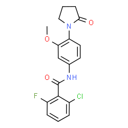 ChemSpider 2D Image | 2-Chloro-6-fluoro-N-[3-methoxy-4-(2-oxo-1-pyrrolidinyl)phenyl]benzamide | C18H16ClFN2O3