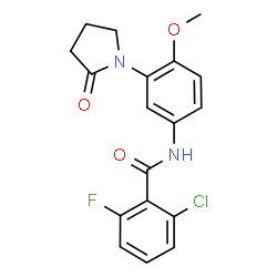 ChemSpider 2D Image | 2-Chloro-6-fluoro-N-[4-methoxy-3-(2-oxo-1-pyrrolidinyl)phenyl]benzamide | C18H16ClFN2O3