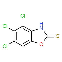ChemSpider 2D Image | 4,5,6-Trichloro-1,3-benzoxazole-2(3H)-thione | C7H2Cl3NOS