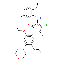 ChemSpider 2D Image | 3-Chloro-1-[2,5-diethoxy-4-(4-morpholinyl)phenyl]-4-[(2-methoxy-5-methylphenyl)amino]-1H-pyrrole-2,5-dione | C26H30ClN3O6