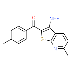 ChemSpider 2D Image | (3-Amino-6-methylthieno[2,3-b]pyridin-2-yl)(p-tolyl)methanone | C16H14N2OS