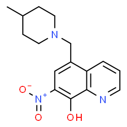 ChemSpider 2D Image | 5-[(4-Methyl-1-piperidinyl)methyl]-7-nitro-8-quinolinol | C16H19N3O3